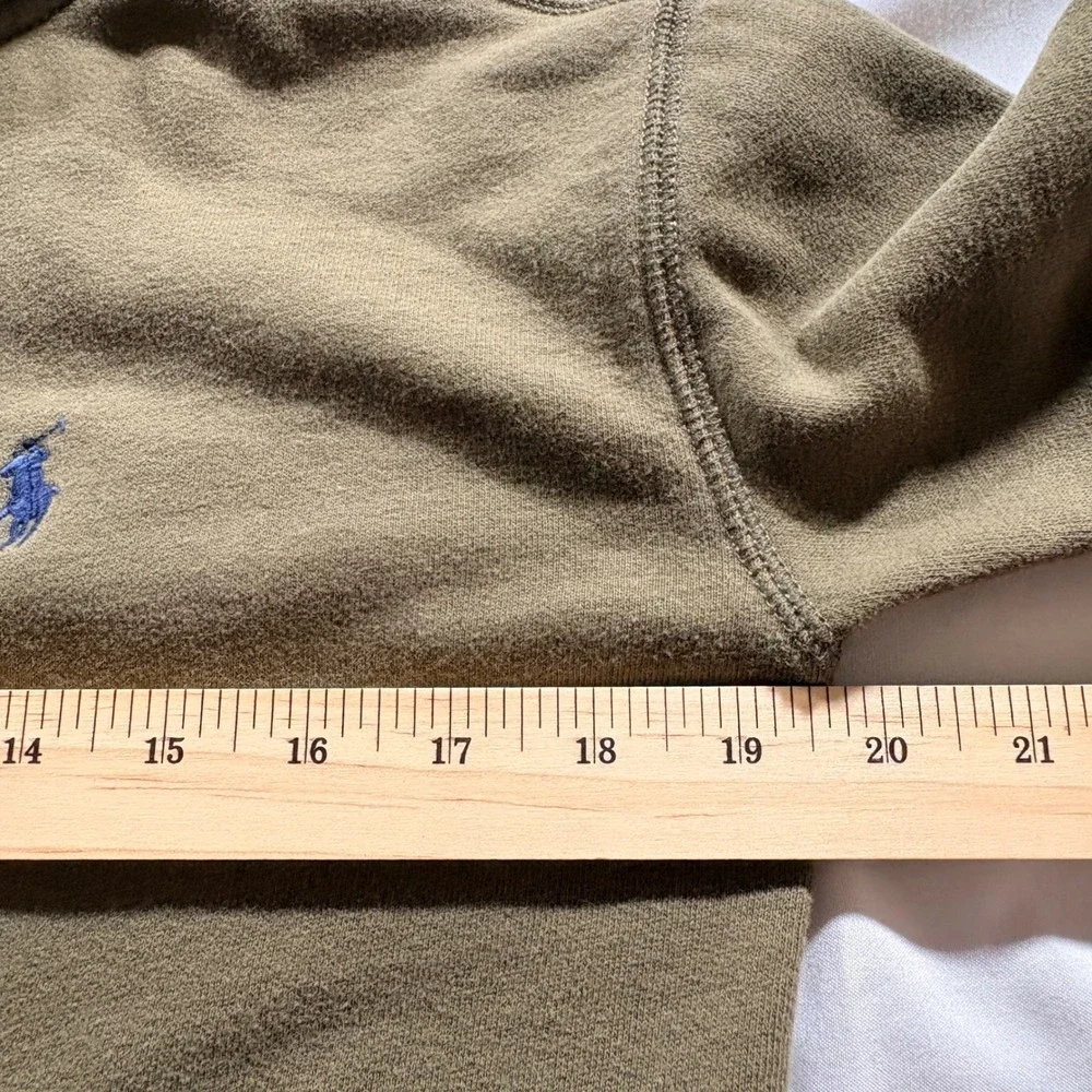 Polo Ralph Lauren Full Zip Hoodie Mens XS Olive Green Cotton Fleece Sweatshirt